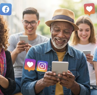 Image of people looking at smartphones