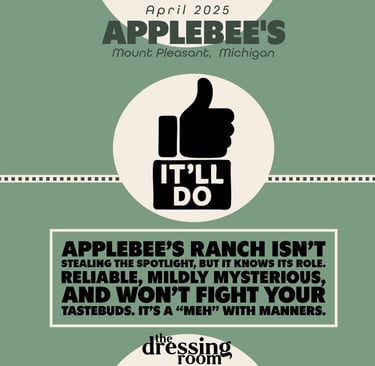 ranch review of applebee's restaurant, it'll do rating of a thumbs up icon