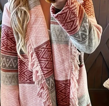 Gilet boheme patchwork frange californian sand & wild child