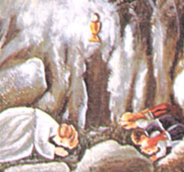 Représentation de l'ange de Fatima qui apprend la prière au voyant