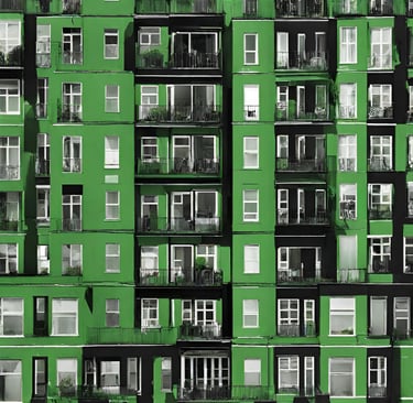 A block of green terraced properties