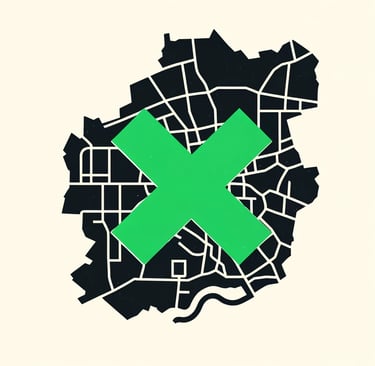 A map of Exeter with a green cross overlaid to highlight Exeter Article 4 directive