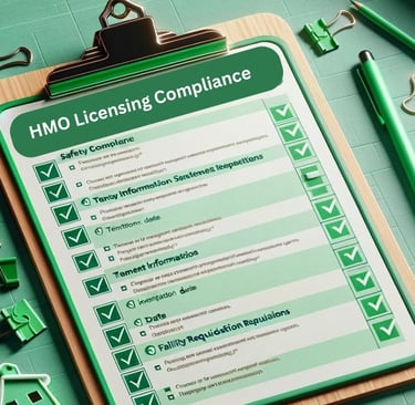 An image showing a checklist for Exeter City Councils HMO licensing requirements