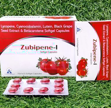 Lycopene, Cyanocobalamin, Lutein, Black Grape Seed Extract Betacarotene Softgel Capsules(Zubipene-l)