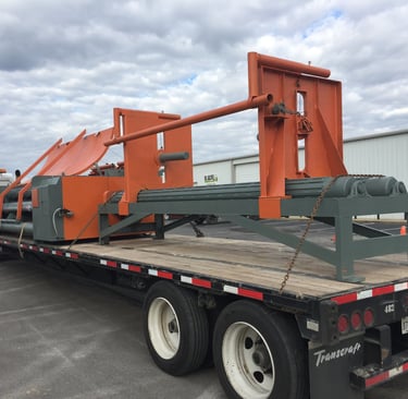 Rebuilt Wire Mesh Cage Roller and Payoff loaded on truck