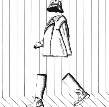 zeitgenössische Zeichnung in Schwarz-Weiß