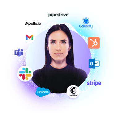 Personal Assistant AVA surrounded by various application logos