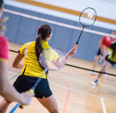 People playing badminton