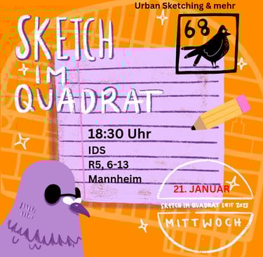 Flyer Urban Sketching in Mannheim im Institut der Deutschen Sprache