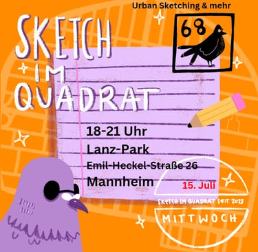 Flyer Urban Sketching in Mannheim im Lanz