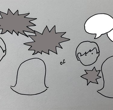 illustratie van moeder en zoon die botsen en ruzie maken versus meta-communicatie over het conflict