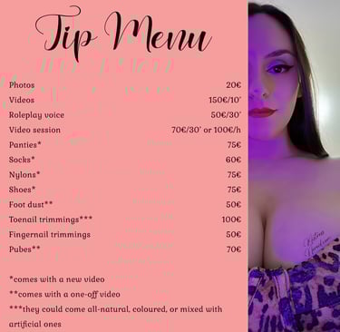 Mistress Nereid's Tip Menu