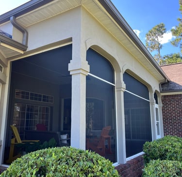 Aluminum screen system installed in Georgetown, offering reliable protection for outdoor living!