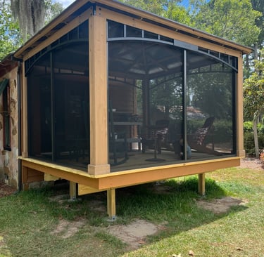 Custom screened gazebo for outdoor living with durable screens, providing insect protection and a re