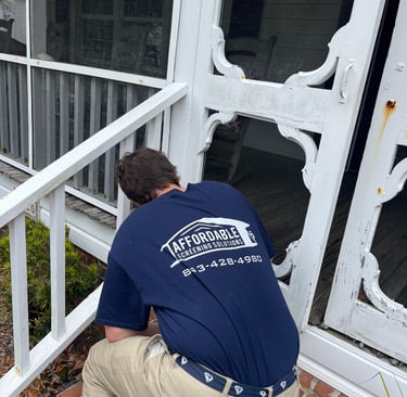 Durable, weather-resistant screen doors installed on a coastal property in Pawleys Island