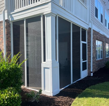 Custom condo screen poch for insect protection in Charleston, SC.