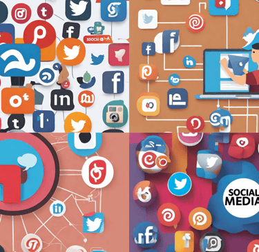 a collage of social media and social media