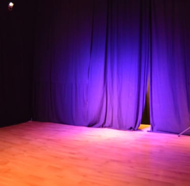 a stage with a speaker and a speaker
