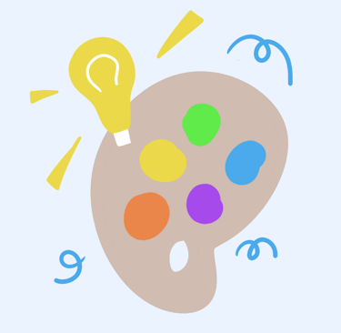 a painting palette palette palette with a light bulb and a light bulb
