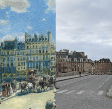 comparaison entre la peinture du Pont Neuf par renoir et une capture d'écran Google Street