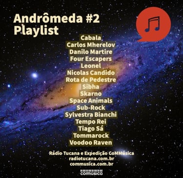a music playlist with a picture of a galaxy