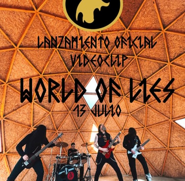 Heavy metal band World of Lies performing inside a wooden geodesic dome for their official music video launch.