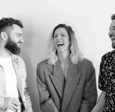 a man and woman laughing and laughing