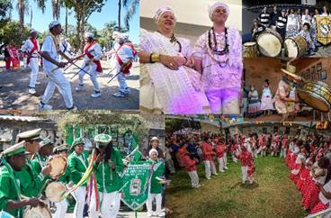 a collage of pictures of a group of people in costumes