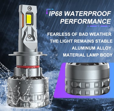 a pair of car led headlight bulbs with waterproofing