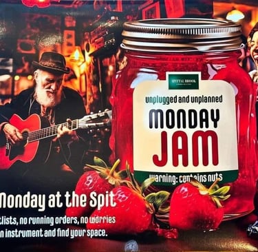 a poster for an open mic night at a country pub