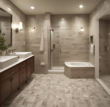 An outdoor patio featuring elegant tile work.