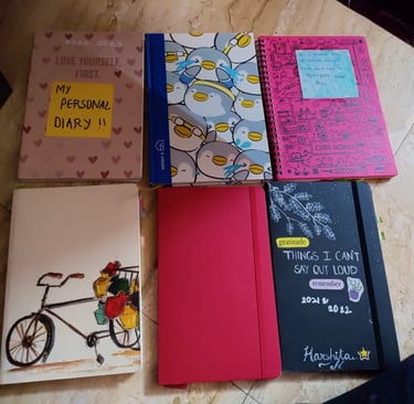 Image of collection all of my journals that I have used till Aug 2025.