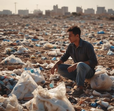 A beach covered in lots of plastic bottles and debris
