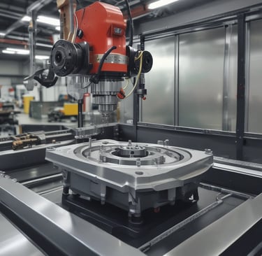 a machine is operating a machine that is making a hole in the center of a
