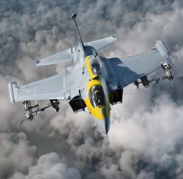 a large jetliner flying through a foggy sky