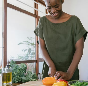 mulher cozinhando como robby