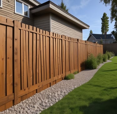 A stunning wooden fence installed in a residential backyard.