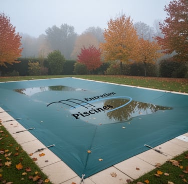 Piscine avec bâche d'hivernage