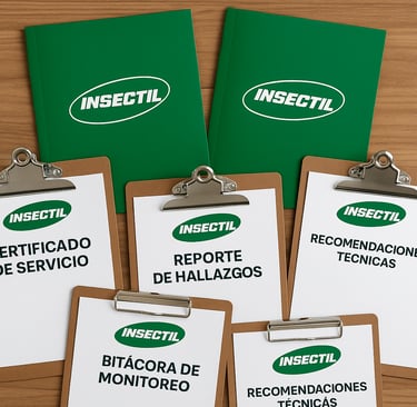 documentación que ofrece un servicio de fumigación a una empresa