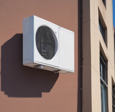 A air conditioner mounted to the side of a building