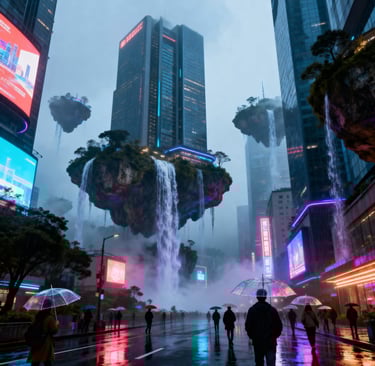 a man walking down a street in a city