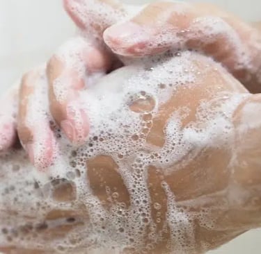 a person holding a soap bar in their hand