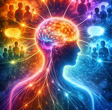 image of human brain connected to other communities.