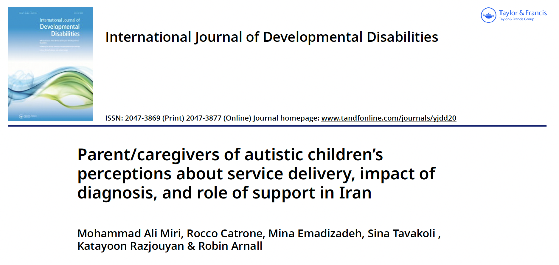 Journal heading for paper title: Parent/caregivers of autistic children’s perceptions about service 