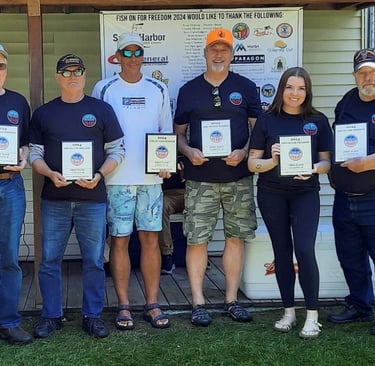 Ludington Salmon Fishing Fish on For Freedom Winners