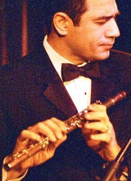 Flutist Bobby Ramirez in New York City performing at the Triad Theater