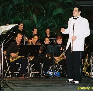 Maestro Bobby Ramirez leading the Latin Jazz Club big band orchestra