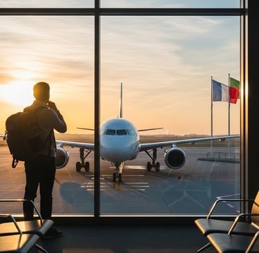 a man standing in front of a plane