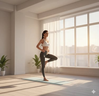 Yoga in  indoor sunlight