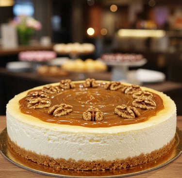 tarta de queso con dulce de leche y nueces